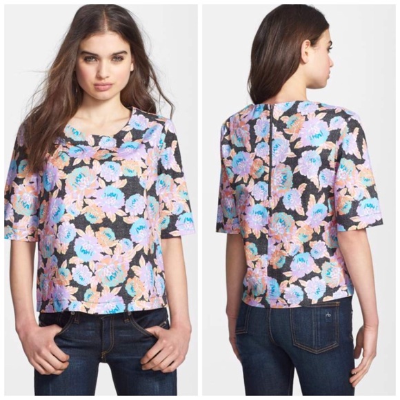 Ella Moss Tops - Ella Moss Delilah Purple Floral Crop Top Boxy